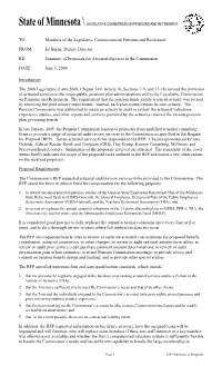 Summary of Proposals for Actuarial Services to the Commission