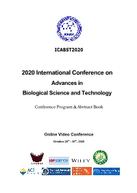 The ICABST2020 Conference Program