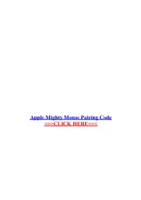 Apple Mighty Mouse Pairing Code