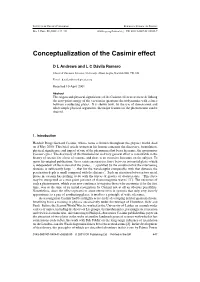 Conceptualization of the Casimir Effect