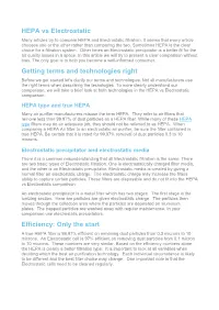 HEPA Vs Electrostatic Getting Terms and Technologies Right Efficiency