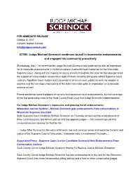 Judge Michael Screnock Continues to Pull in Impressive Endorsements and Engages His Community Proactively