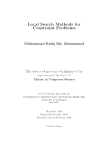 Local Search Methods for Constraint Problems