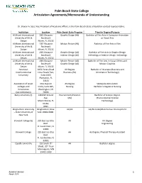 Palm Beach State College Articulation Agreements/Memoranda of Understanding