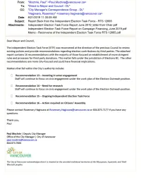 Report Back from the Independent Election Task