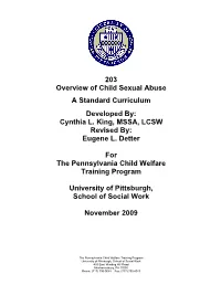 203: Overview of Child Sexual Abuse