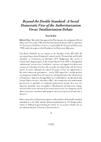 Beyond the Double Standard: a Social Democratic View of the Authoritarianism Versus Totalitarianism Debate