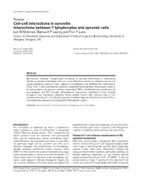 Cell-Cell Interactions in Synovitis Interactions Between T Lymphocytes