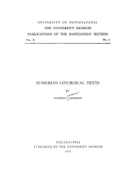 Sumerian Liturgical Texts