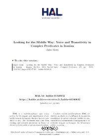 Voice and Transitivity in Complex Predicates in Iranian Agnes Korn