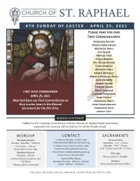 4Th Sunday of Easter - April 25, 2021 Py7 7  1 A   Fj C__ `J- `