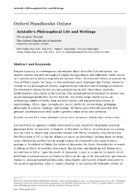 Aristotle's Philosophical Life and Writings