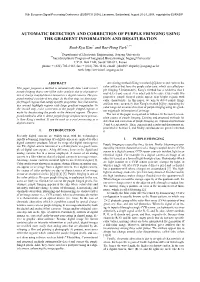 Automatic Detection and Correction of Purple Fringing Using the Gradient Information and Desaturation