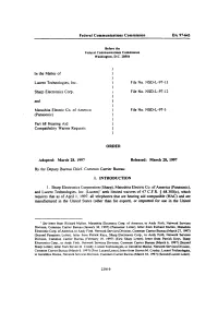 Federal Communications Commission DA 97-643 in the Matter of Lucent Technologies, Inc.. Sharp Electronics Corp., and Matushita E