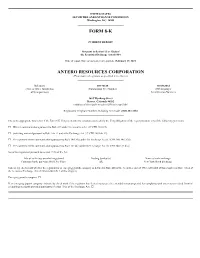 Form 8-K Antero Resources Corporation