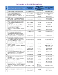 Information of Covid Testing Labs