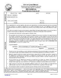 Mechanical Plan Review Checklist