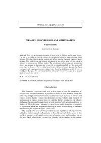 Memory, Anachronism, and Articulation