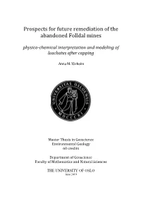 Prospects for Future Remediation of the Abandoned Folldal Mines Physico-Chemical Interpretation and Modeling of Leachates After Capping