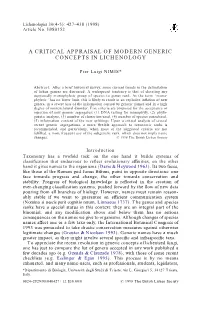 A Critical Appraisal of Modern Generic Concepts in Lichenology