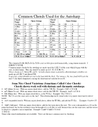 Common Chords Used for the Autoharp