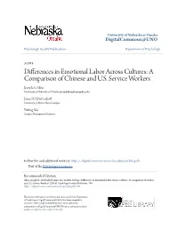 Differences in Emotional Labor Across Cultures: a Comparison of Chinese and U.S