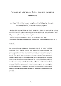 Ferroelectret Materials and Devices for Energy Harvesting Applications