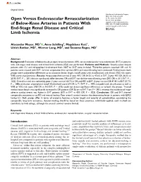 Open Versus Endovascular Revascularization of Below-Knee Arteries in Patients with End-Stage Renal Disease and Critical Limb