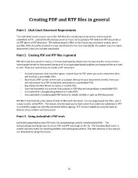 Creating PDF and RTF Files in General