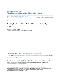 Fragility Functions of Manufactured Houses Under Earthquake Loads