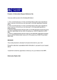 Information Rights Unit – Structures of Met and Specialists Operations