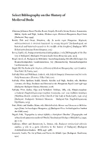 Select Bibliography on the History of Medieval Buda