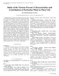Study of the Various Person's Characteristics and Contribution Of