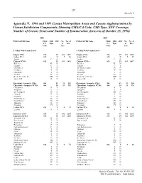 1996 and 1991 Census Metropolitan Areas and Census Agglomerations