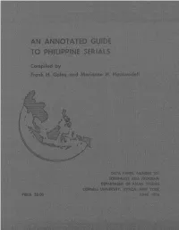 An Annotated Guide to Philippine Serials the Cornell University Southeast Asia Program