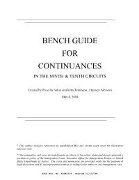 Bench Guide for Continuances in the Ninth & Tenth Circuits