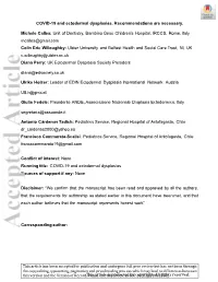 Covid-19 and Ectodermal Dysplasia Article