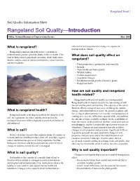 Rangeland Soil Quality—Introduction
