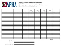 Temporary Membership Application Summary Instructions: **Show Management Must Complete and Forward This Form to APHA with Show Results
