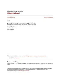 Exception and Reservation of Easements