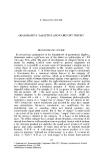 GRASSMANN's DIALECTICS and CATEGORY THEORY in Several
