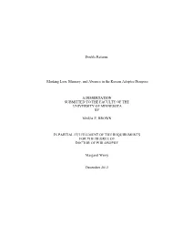 Marking Loss, Memory, and Absence in the Korean Adoptee Diaspora A