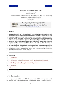 Physics from Photons at the LHC Abstract Contents 1 Introduction