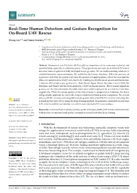 Real-Time Human Detection and Gesture Recognition for On-Board UAV Rescue