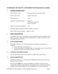 Summary of Safety and Effectivness (SSED)