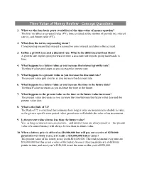 Time Value of Money Review - Concept Questions