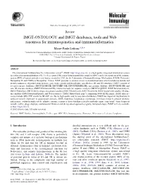 IMGT-ONTOLOGY and IMGT Databases, Tools and Web