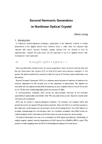 Second Harmonic Generation in Nonlinear Optical Crystal