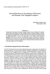 Some Reflections on the Analysis of Discourse and Dramatic Text: Stoppard's Jumpers