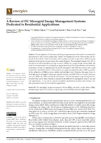 A Review of DC Microgrid Energy Management Systems Dedicated to Residential Applications